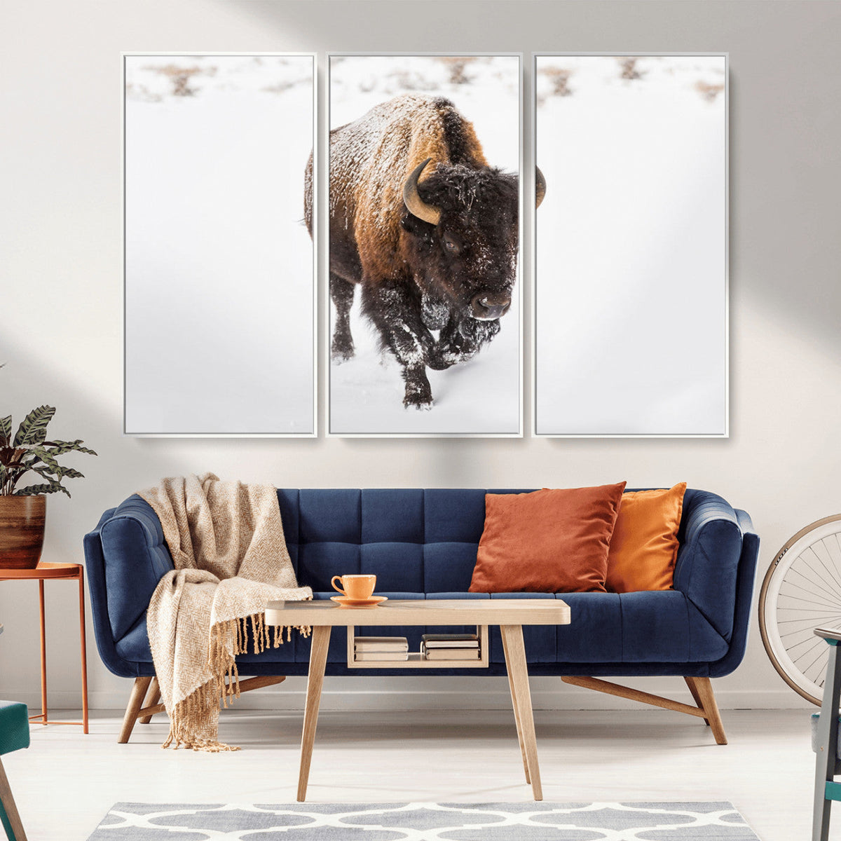 Bison Winter Wall Art Canvas Print For Farmhouse Decor