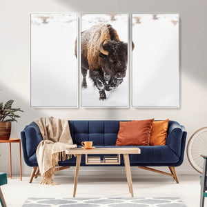 Bison Winter Wall Art Canvas Print For Farmhouse Decor