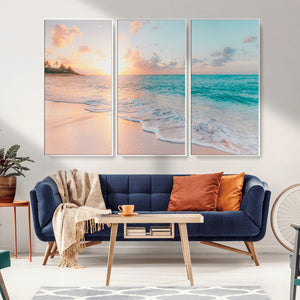 Beach Sunrise Wall Art, Coastal Seascape Canvas Print, Ocean