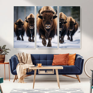 Buffalo Wall Art Canvas Print, American Bison Herd Wall Art