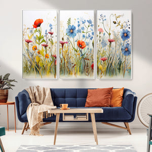 Colorful Wildflower Canvas Wall Art - Vibrant Floral