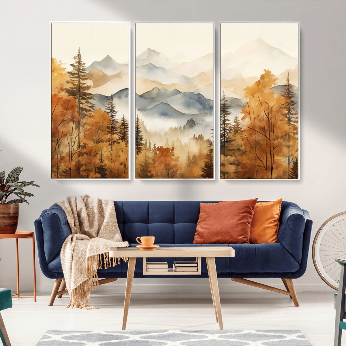 Golden Autumn Forest Wall Art Canvas | Mountain Landscape