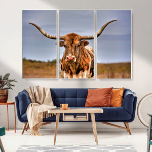 Texas Longhorn Wall Art Print, Framed Longhorn Cow Wall Art