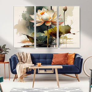 Lotus Flower Watercolor Canvas Print – A Symbol of Serenity