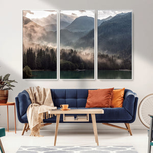 Foggy Mountain Canvas Print Forest Wall Art