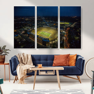 Michigan Stadium Night Game Wall Art – Sports Arena Aerial