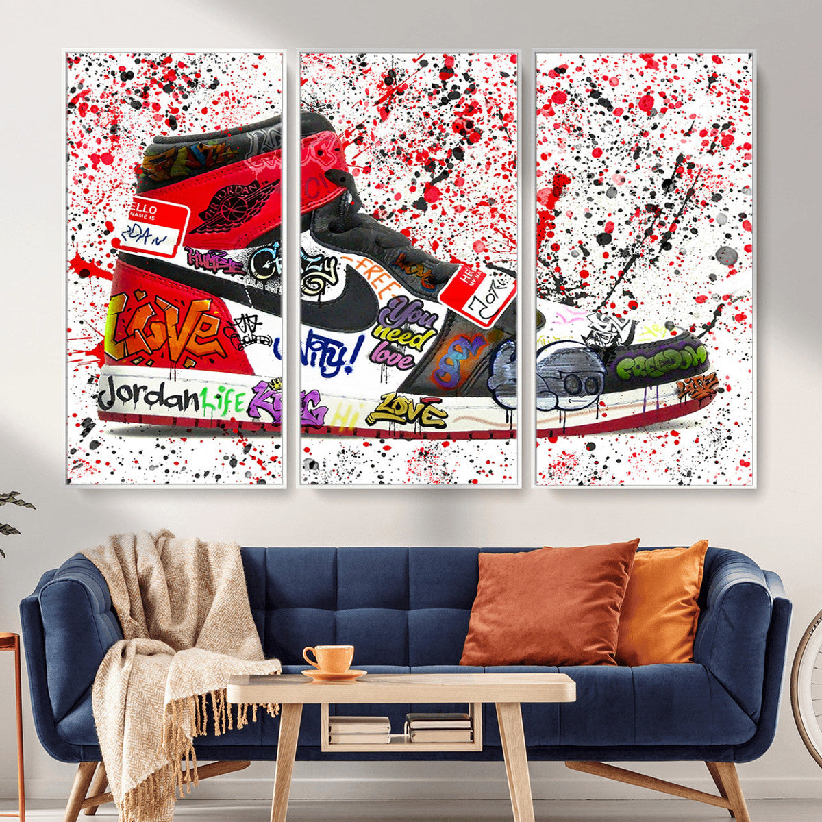 Jordan Shoes Graffiti Wall Art Canvas Print- Jordan Graffiti