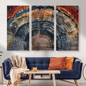 Abstract Tree Ring Wall Art Canvas Print