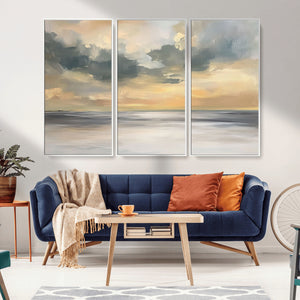 Modern Coastal Artwork with Vibrant Abstract Ocean Waves