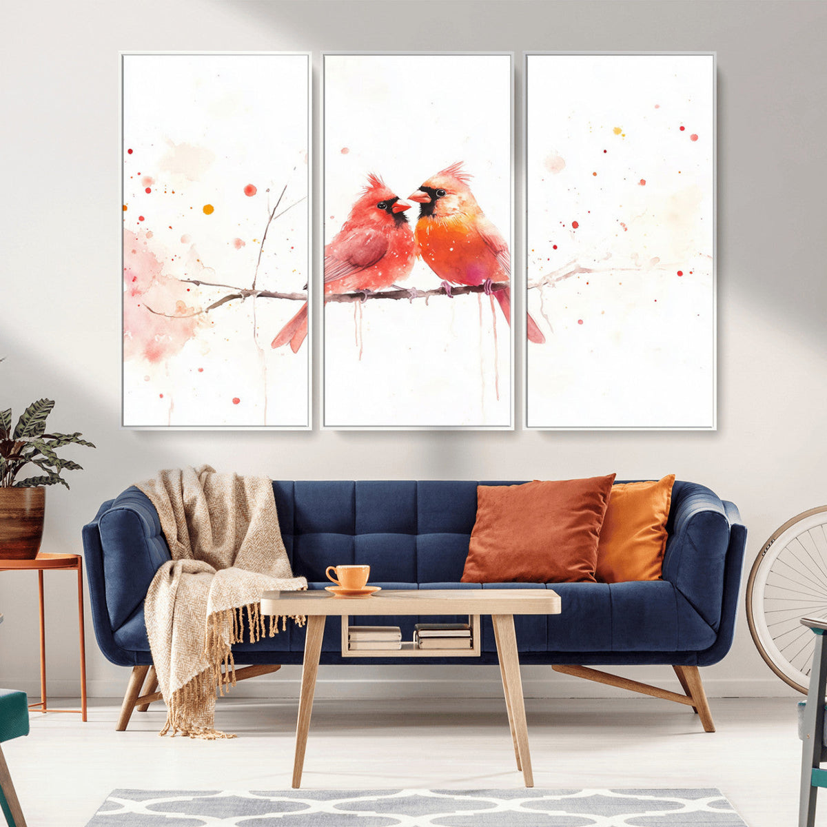 Cardinal Bird Canvas Wall Art - Male and Female Cardinal