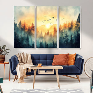 Abstract Forest Wall Art Print- Serene Nature Canvas Print