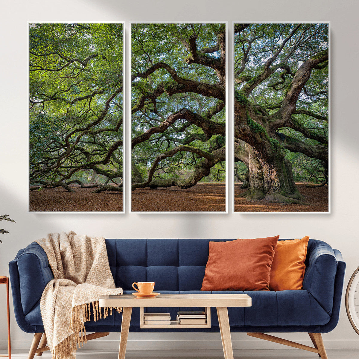 Historic Tree Wall Art – Framed Mossy Branch Canvas Artwork,