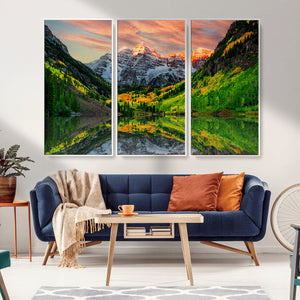Maroon Bells Lake Wall Art Canvas Print – Framed Majestic