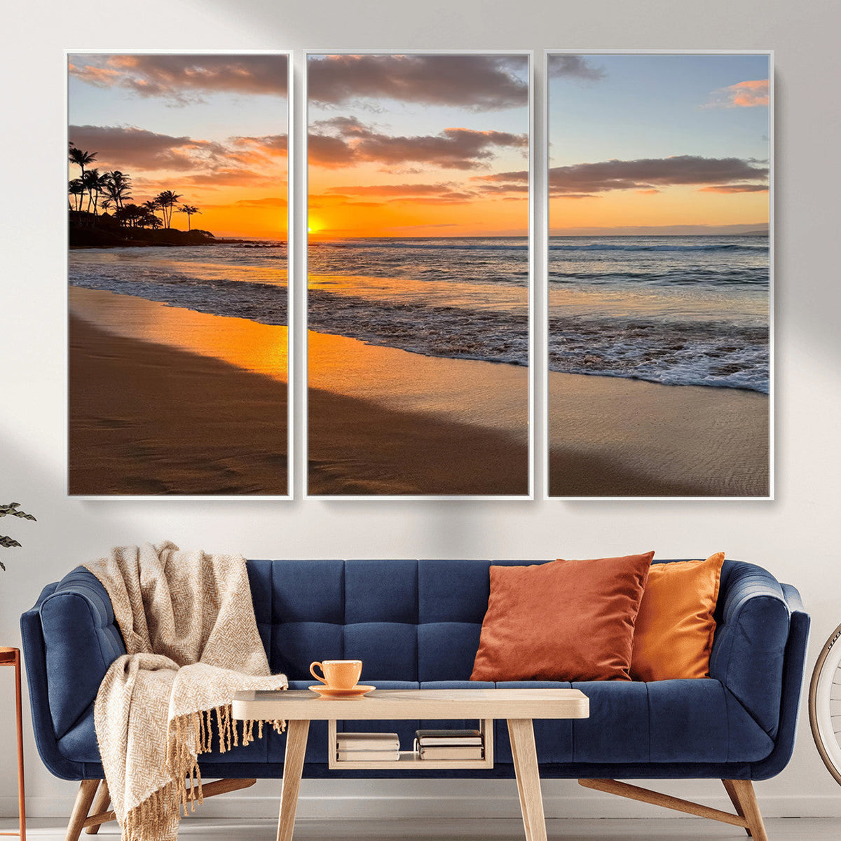 Tropical Beach Wall Art – Framed Sunset Ocean Canvas