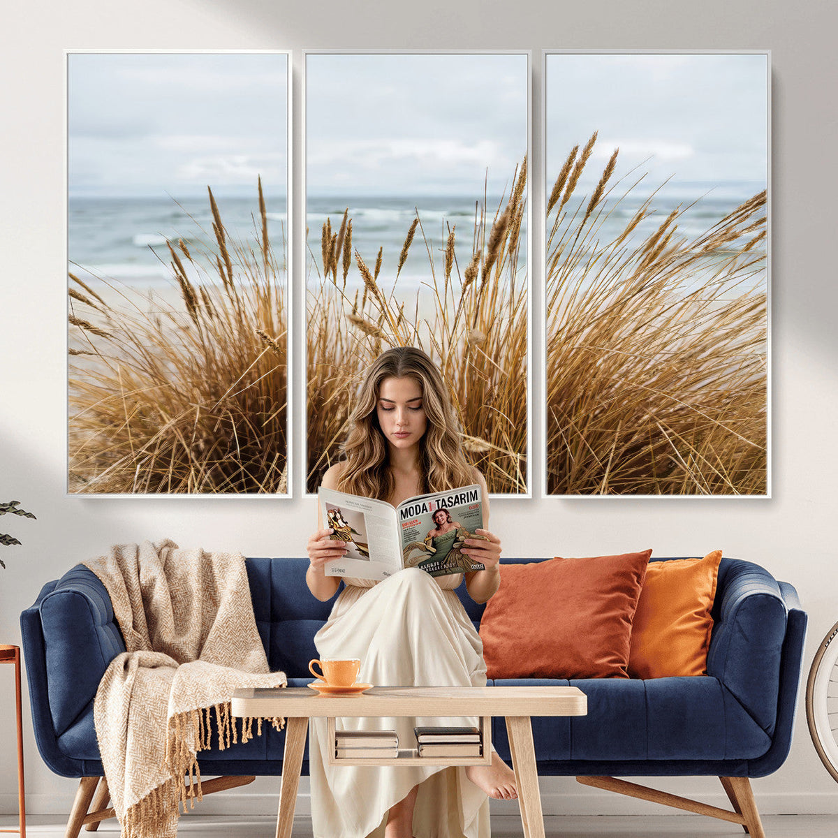 Beach Grass Wall Art Canvas Print – Framed Coastal Dunes Art