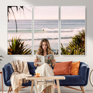 Ocean Surfer Wall Art Canvas Print – Framed Coastal Surf Art