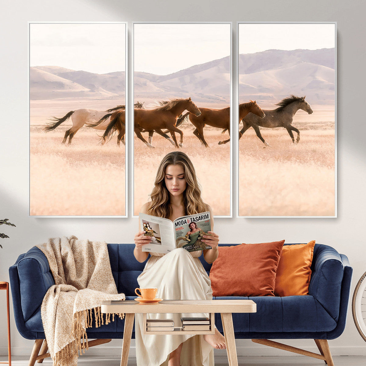 Wild Horse Wall Art Canvas Print – Framed Rustic Western Art