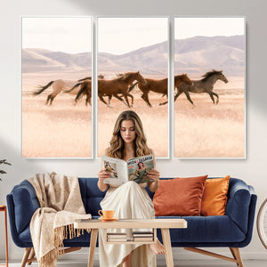 Wild Horse Wall Art Canvas Print – Framed Rustic Western Art