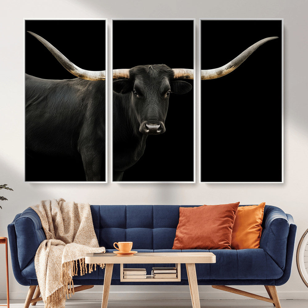 Longhorn Cattle Wall Art Canvas Print – Framed Texas Ranch