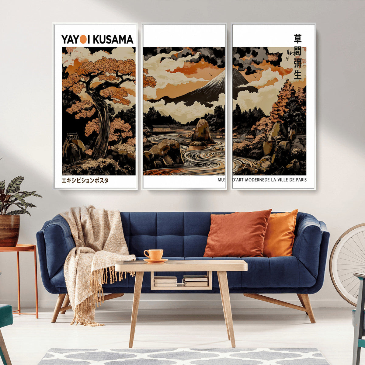Modern Japanese Wall Art Canvas Print – Framed Abstract