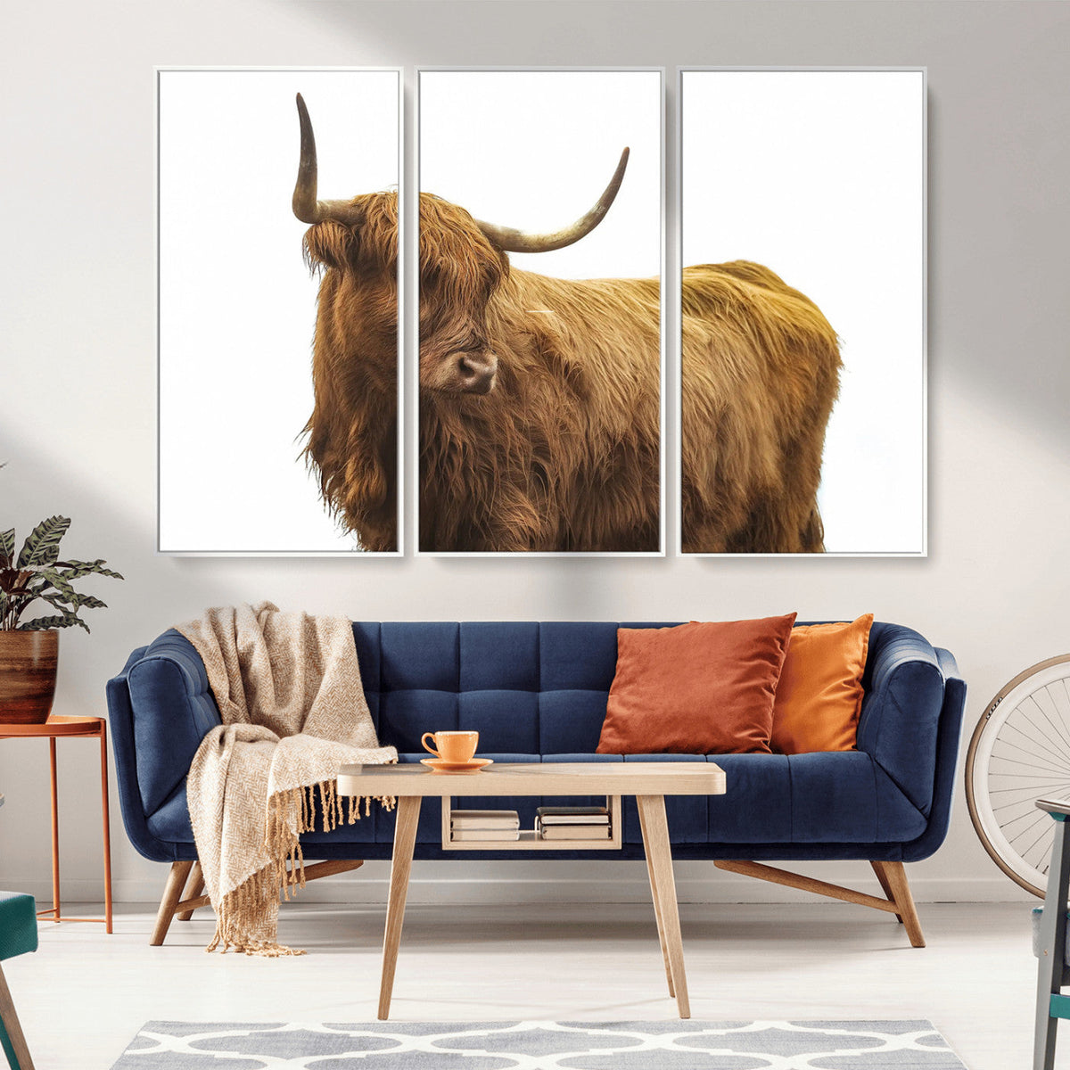 Highland Cow Wall Art Canvas Print – Framed Farmhouse Rustic