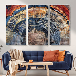 Tree Rings Wall Art Canvas Print – Framed Wood Art Picture