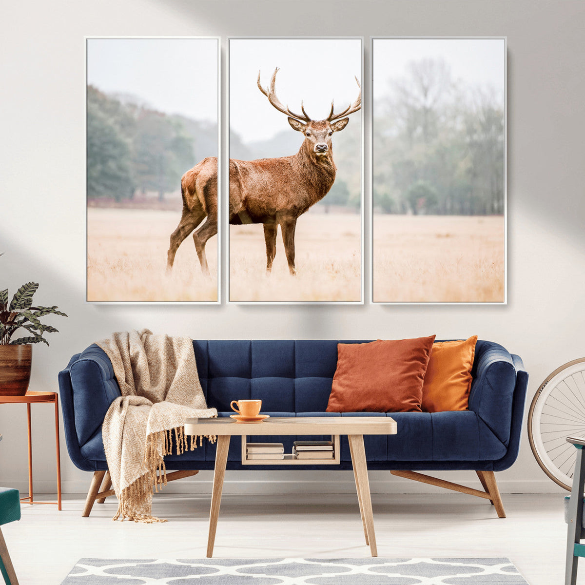 Vintage Wildlife Wall Art Canvas Print – Misty Landscape