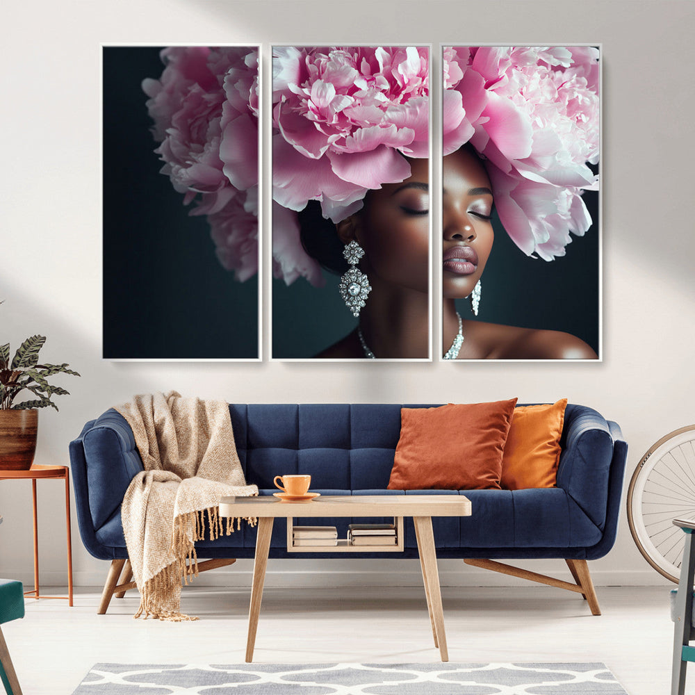Black Beauty Petal Crown Wall Art Canvas Print – Floral