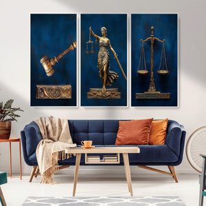 Lady Justice Wall Art Canvas Print – Elegant Gold Legal
