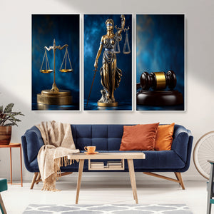 Lady Justice Wall Art Canvas Print – Elegant Gold Legal