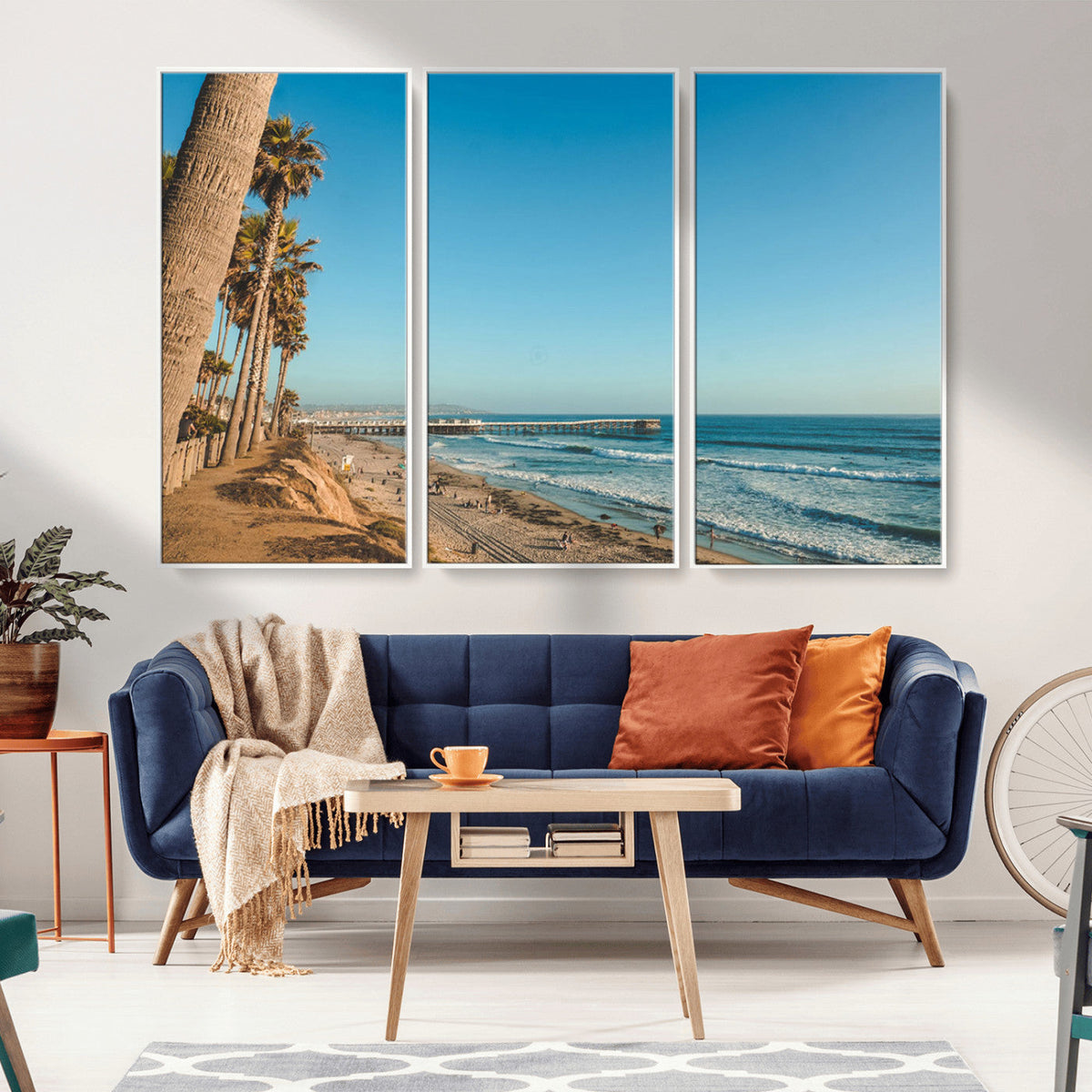 Scenic Beach Wall Art Canvas Print – Tall Palm Trees, Sandy