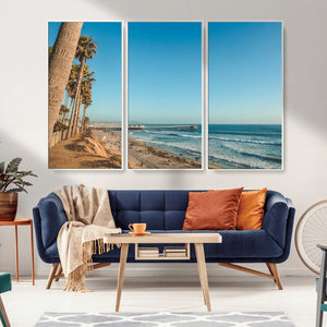Scenic Beach Wall Art Canvas Print – Tall Palm Trees, Sandy