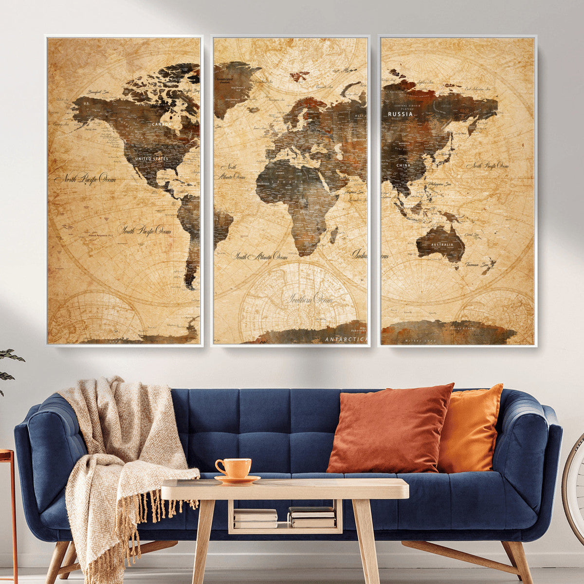 Push Pin World Map Canvas Print – Travel Tracker Wall Art