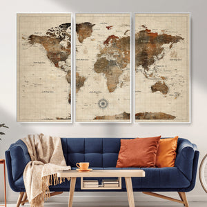World Map Canvas Print – Framed Detailed Map of the World
