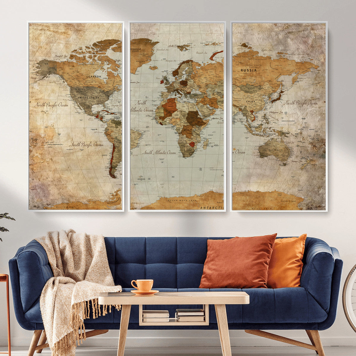 World Map Canvas Print – Detailed Map of the World Wall Art