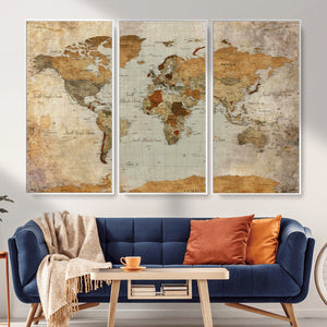 World Map Canvas Print – Detailed Map of the World Wall Art