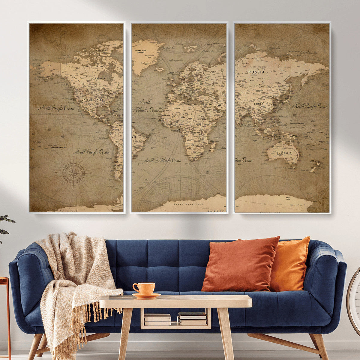 World Map Canvas Print – Framed Travel Map Wall Art for