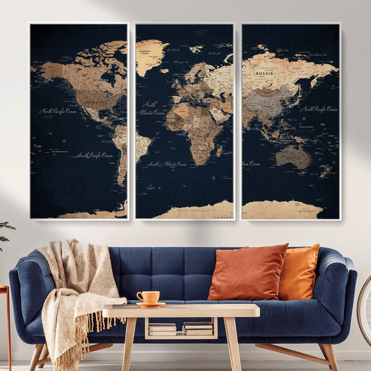 World Map Canvas Print – Detailed Map of the World Wall Art