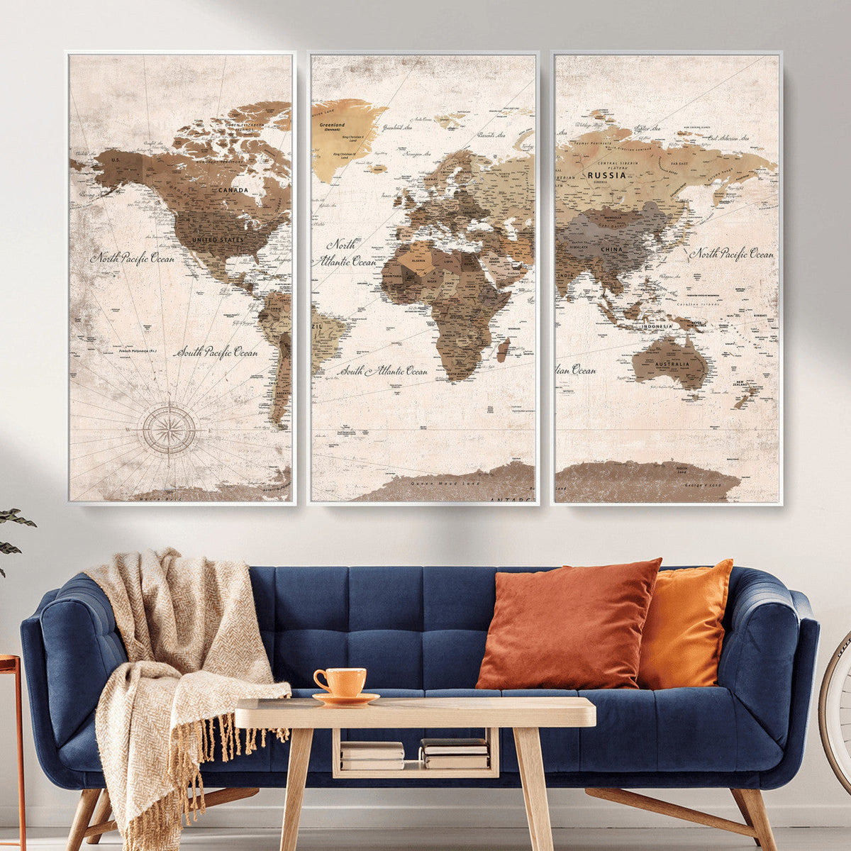 World Map Canvas Print – Framed Travel Map Wall Art for
