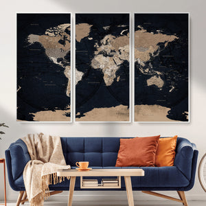 Grunge Wall Art World Map Canvas Print