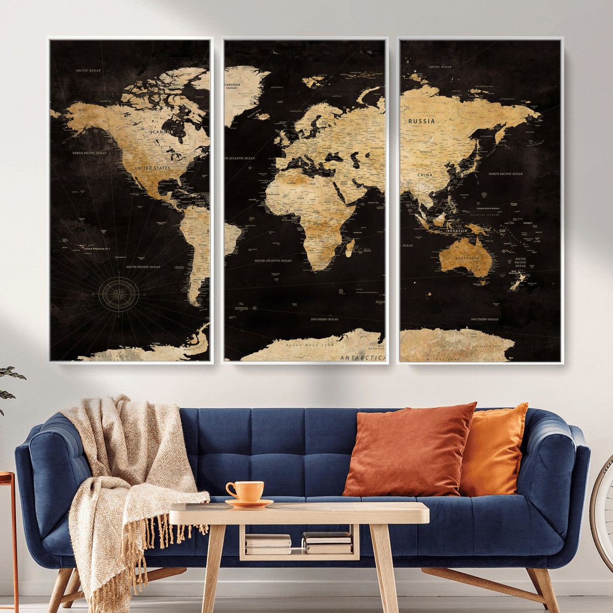 Extra Large World Map Canvas Print – Detailed Map Classic