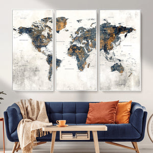 World Map Wall Art Canvas Print for Office Wall Decor