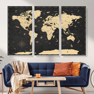 World Map Canvas Print – Detailed Map of the World Wall Art