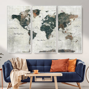 World Map Canvas Print – Framed Travel Map Wall Art for