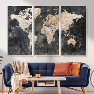 World Map Canvas Print – Detailed Map of the World Wall Art