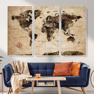 World Map Wall Art Canvas Print