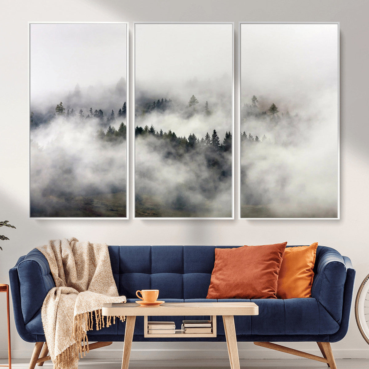 Foggy Forest Wall Art Canvas Print, Misty Pine Tree