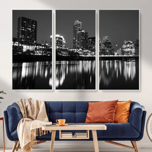 Austin Skyline Wall Art Canvas Print, Austin Downtown Night