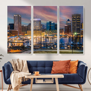 Baltimore Skyline Wall Art Canvas Print, Baltimore Downtown