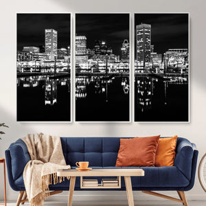 Baltimore Skyline Wall Art Canvas Print, Baltimore Downtown